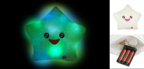 Amico-Smile-Star-Design-Color-Changing-LED-Light-Toss-Thrown-Pillow-White-0-0